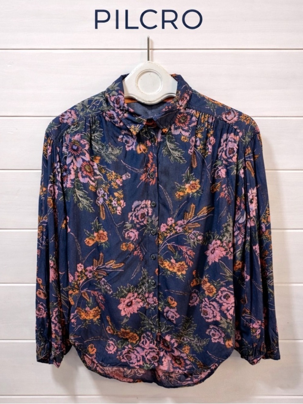PILCRO and the Letterpress Floral Top – Navy Multi – S